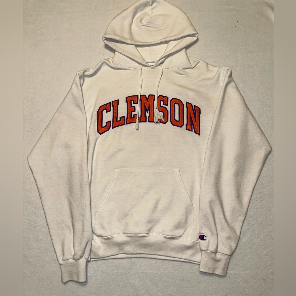 Champion Men’s Clemson Hoodie white sz M NCAA College Team